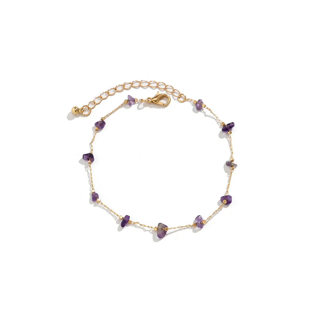 Purple Resin & 18K Gold-Plated Station Anklet