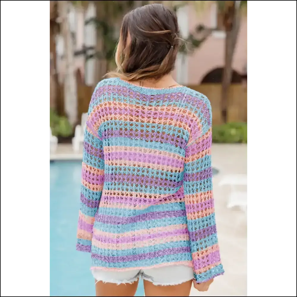 Purple Striped Hollow Knit Cover-up: Beach, Please! Needful Things