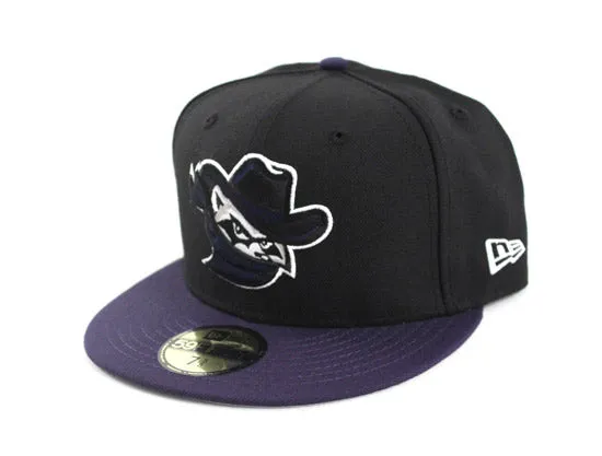 Quad Cities River Bandits New Era 59FIFTY Custom Fitted Hats (BLACK LIGHT NAVY GRAY UNDERBRIM)