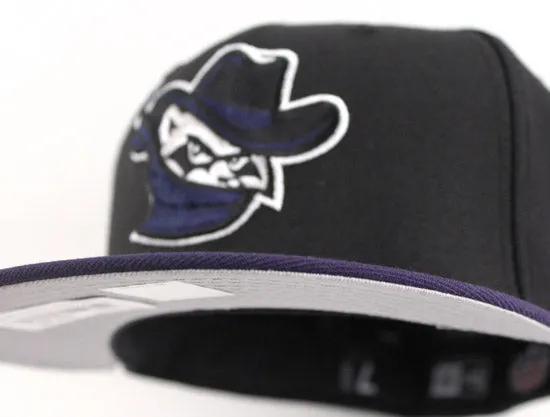 Quad Cities River Bandits New Era 59FIFTY Custom Fitted Hats (BLACK LIGHT NAVY GRAY UNDERBRIM)