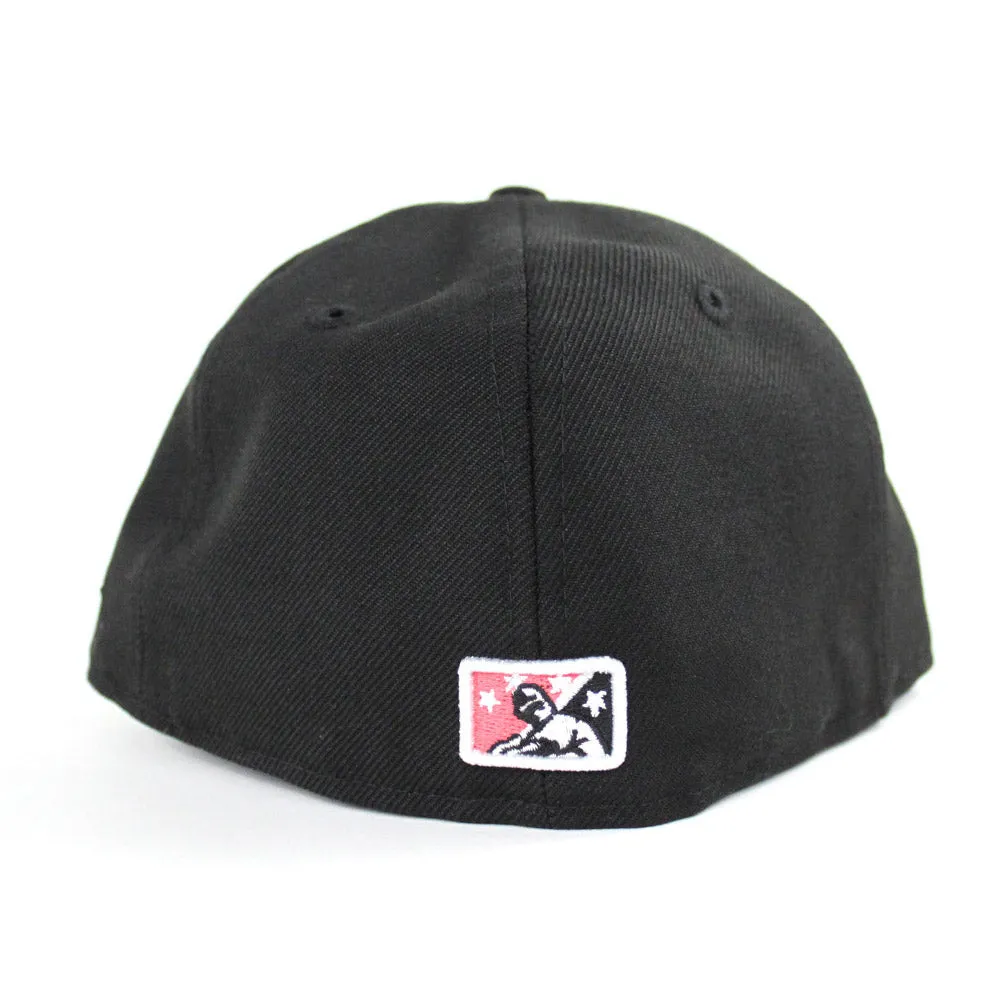 Quad Cities River Bandits New Era 59Fifty Fitted Hat (Air Jordan Retro 4 Hot Punch Black Lava Red Gray Under Brim)