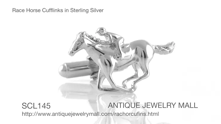 Race Horse and Jockey Cufflinks in Sterling Silver