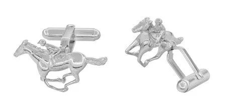 Race Horse and Jockey Cufflinks in Sterling Silver