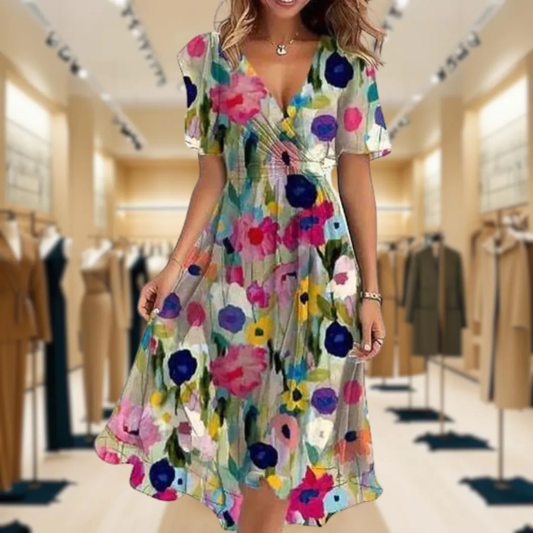 Rae™ | Elegant Short Sleeve Maxi Dress