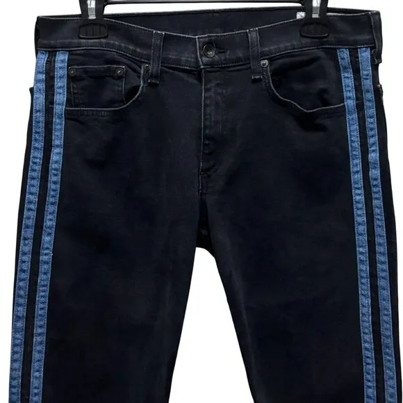 Rag &amp; Bone Stone Black Ankle Dren Slim Boyfriend Jeans  Frayed Hem Size 28