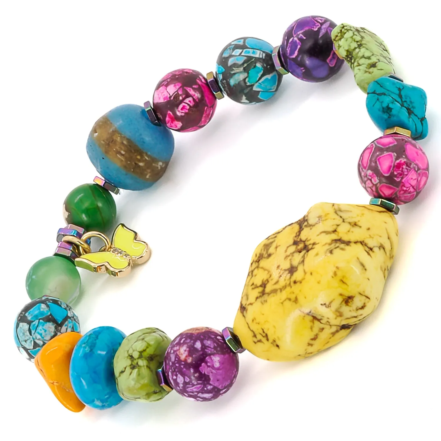 Rainbow Butterfly Beaded Bracelet
