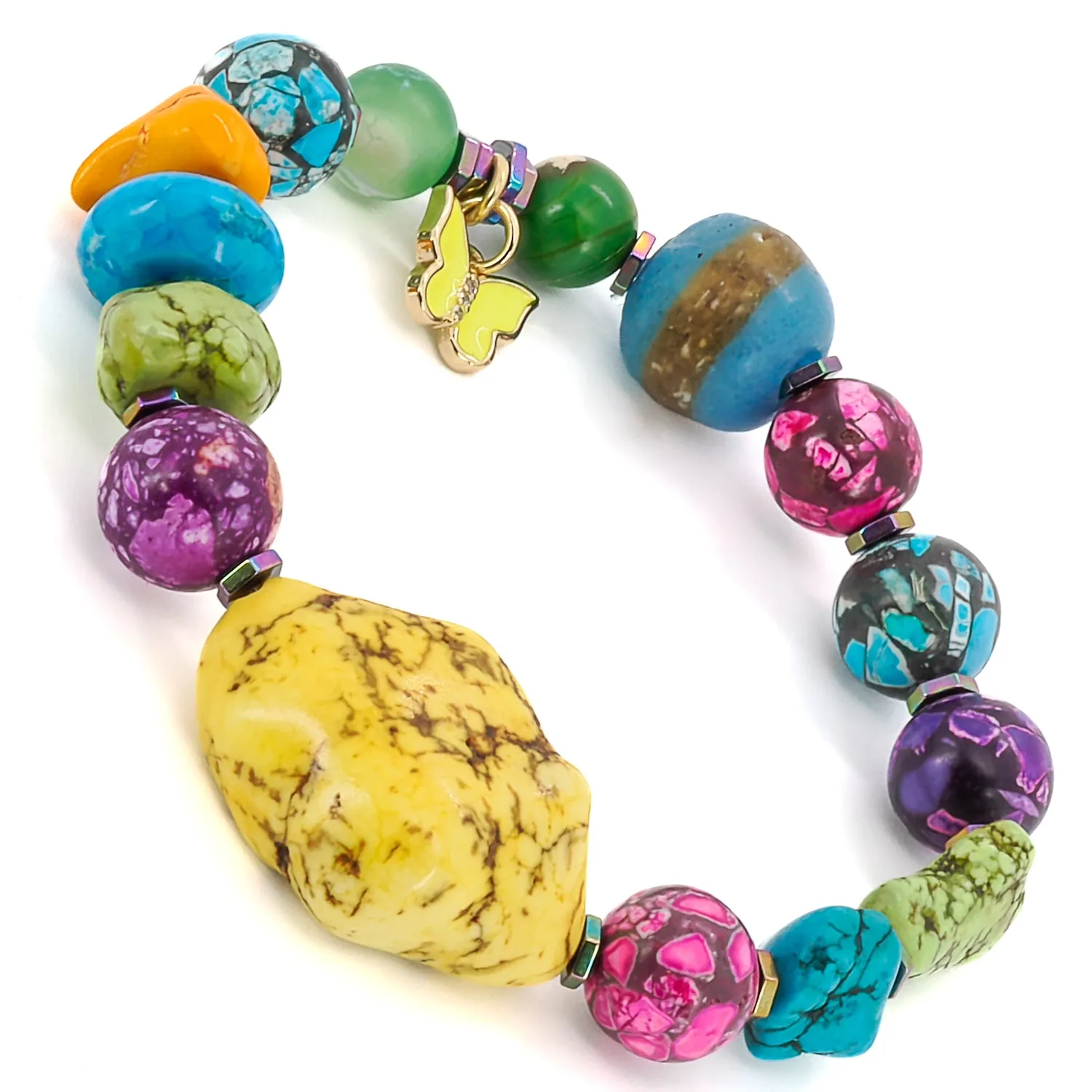 Rainbow Butterfly Beaded Bracelet