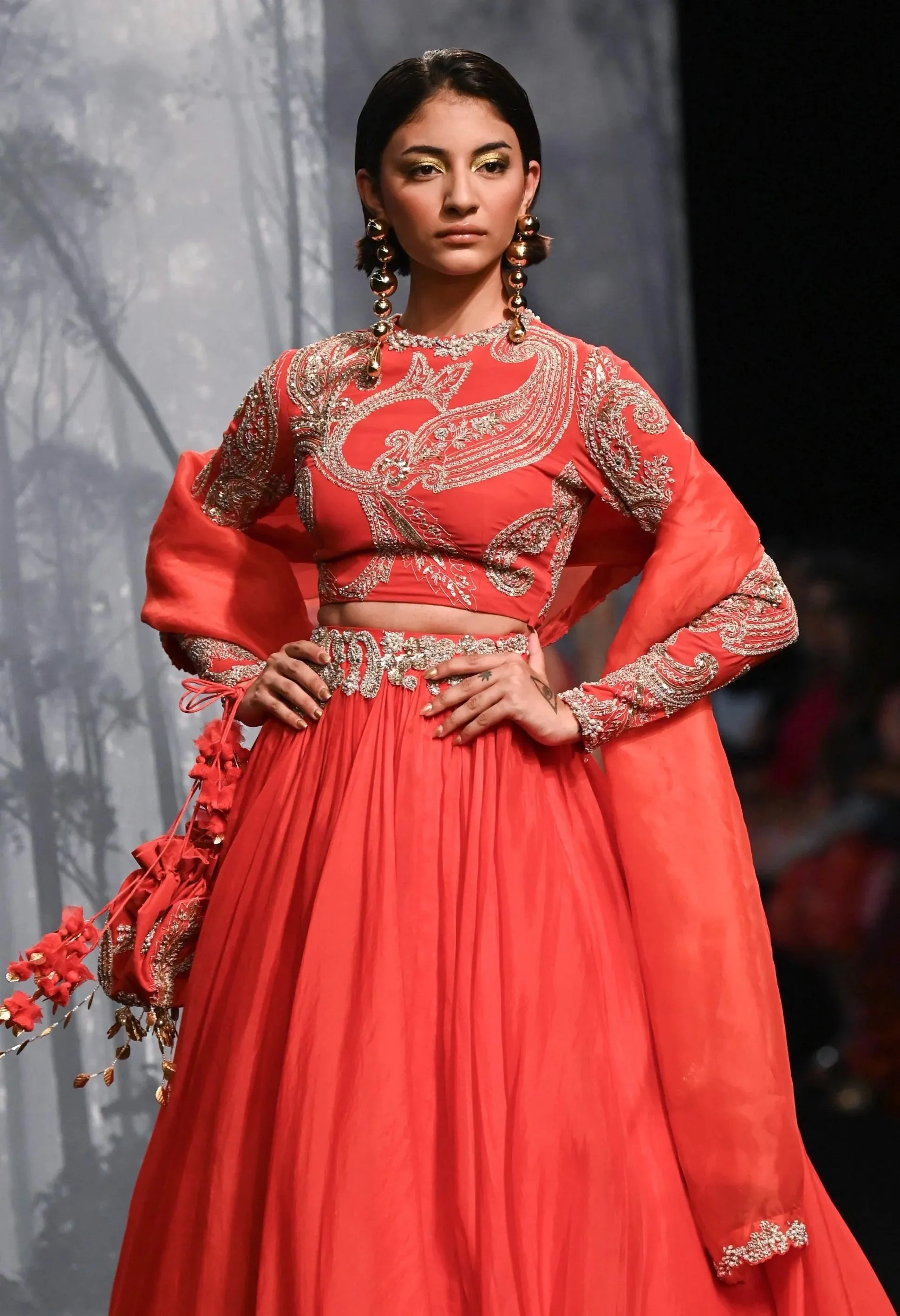Red Color Party Wear Lehenga Set