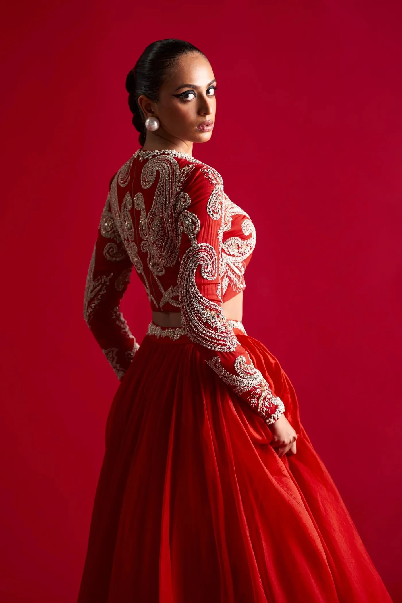 Red Color Party Wear Lehenga Set