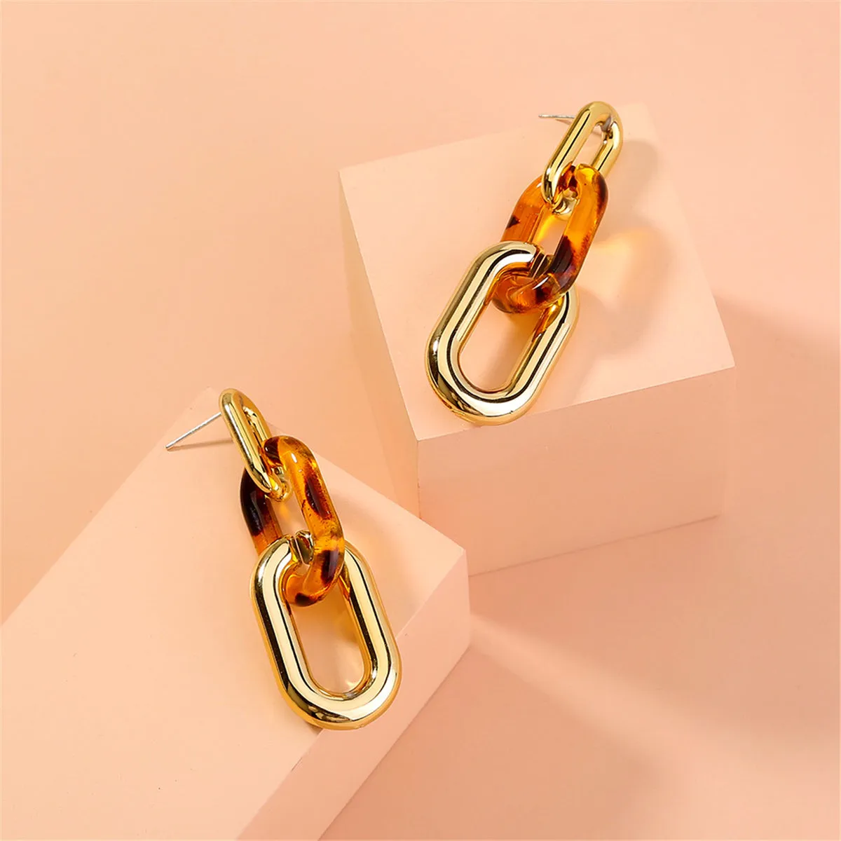 Red Resin & 18K Gold-Plated Leopard Chain Drop Earrings