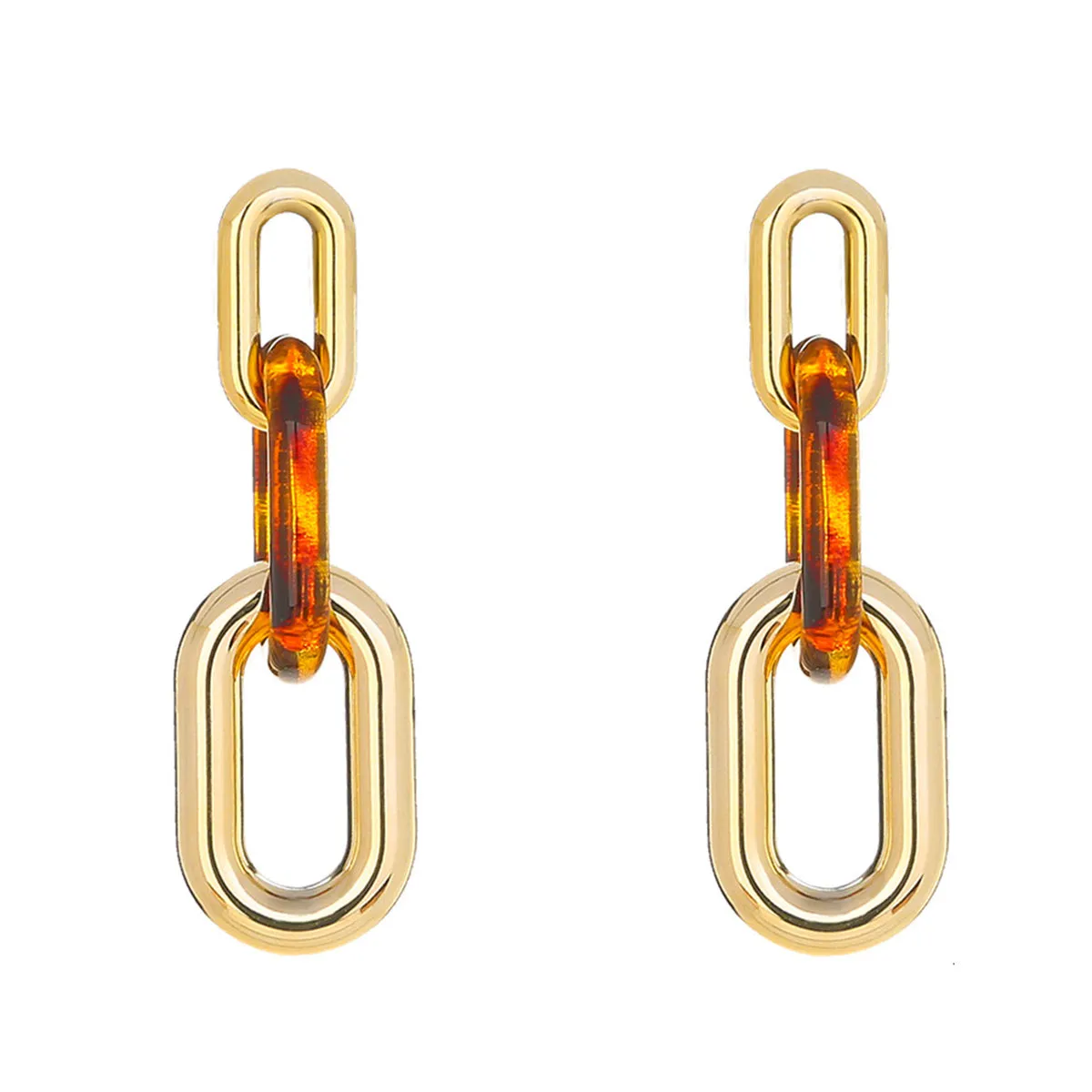 Red Resin & 18K Gold-Plated Leopard Chain Drop Earrings
