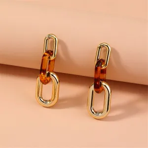 Red Resin & 18K Gold-Plated Leopard Chain Drop Earrings
