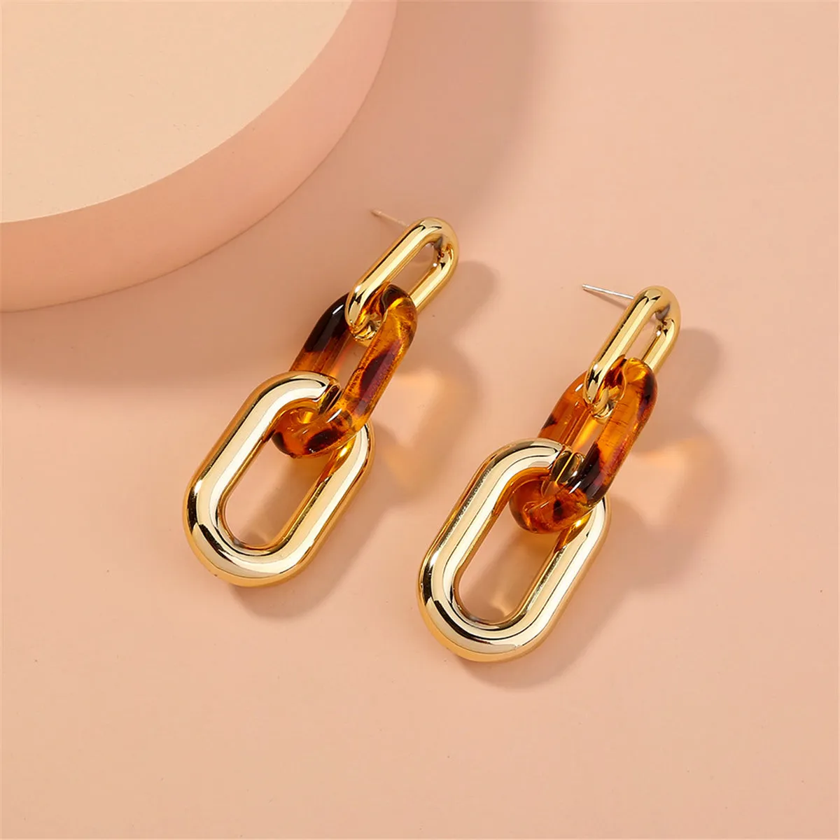 Red Resin & 18K Gold-Plated Leopard Chain Drop Earrings