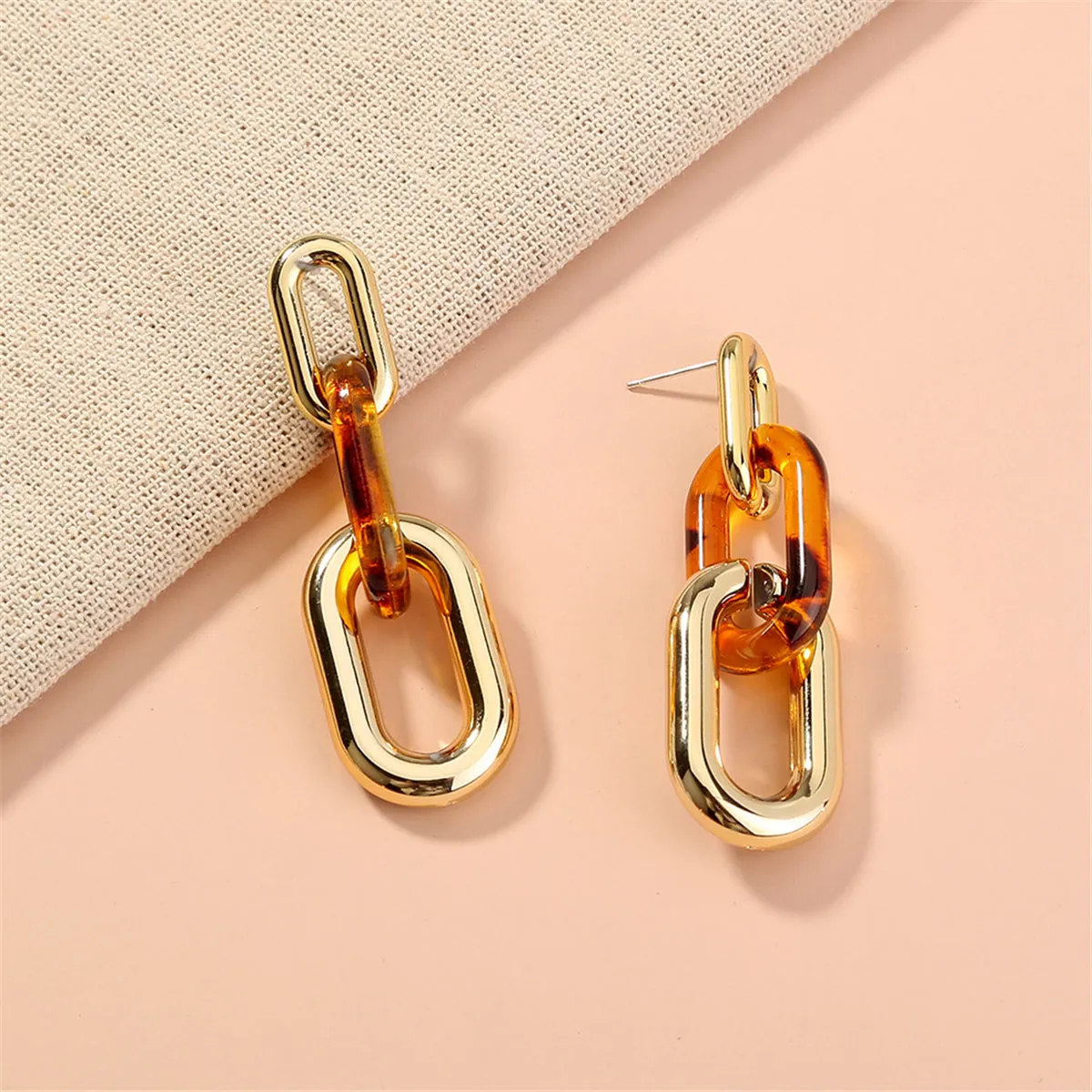 Red Resin & 18K Gold-Plated Leopard Chain Drop Earrings