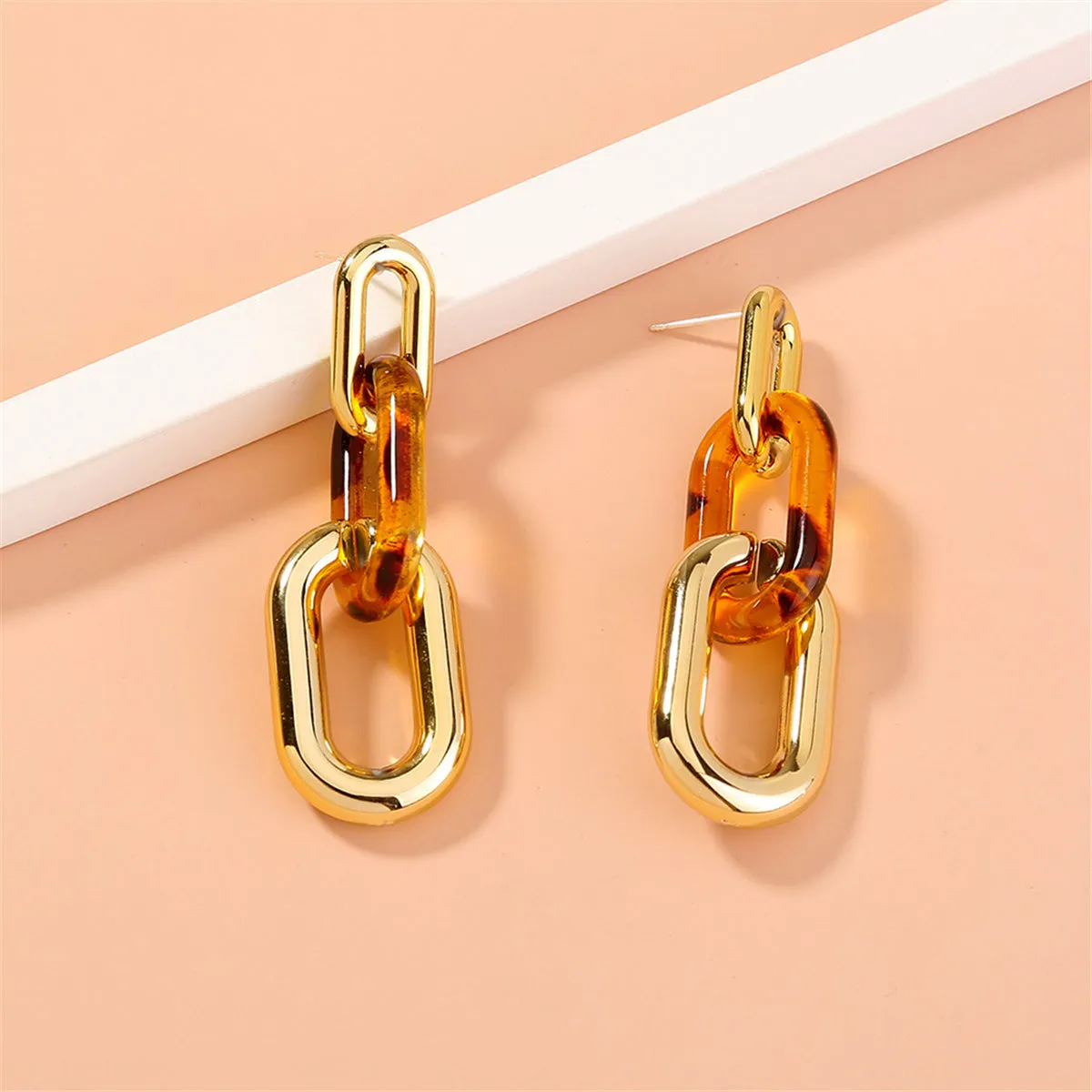 Red Resin & 18K Gold-Plated Leopard Chain Drop Earrings