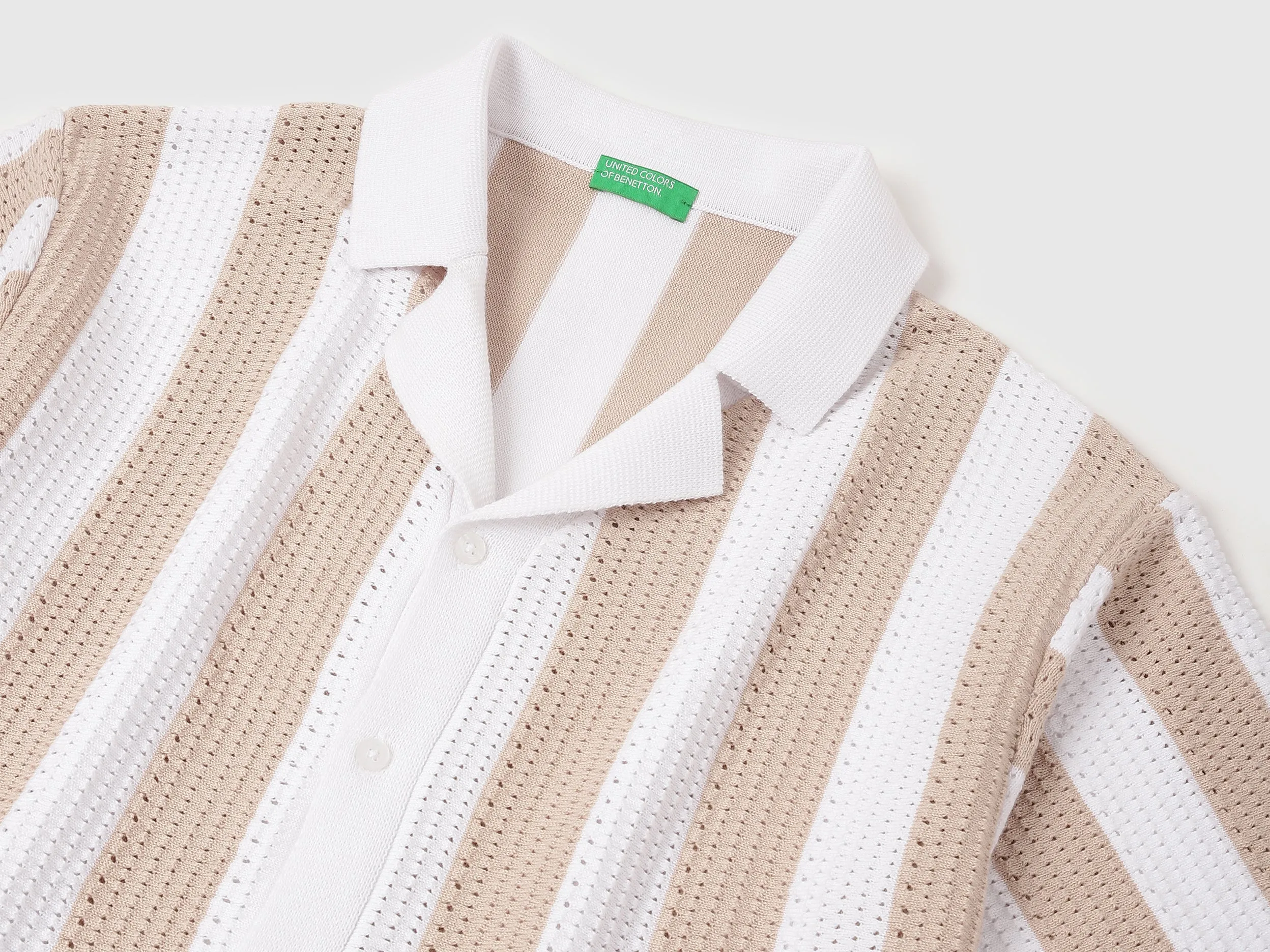 Regular Fit Resort Collar Striped Shirt