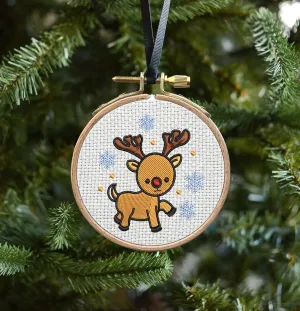 Reindeer Embroidered Christmas Ornaments