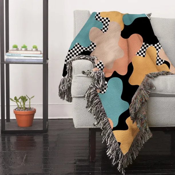 Retro mod blanket, tapestry, abstract decorative, 80's 90's