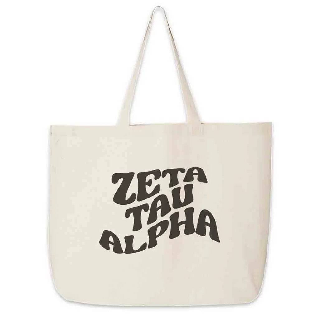 Retro Mod Sorority Name Canvas Tote Bag