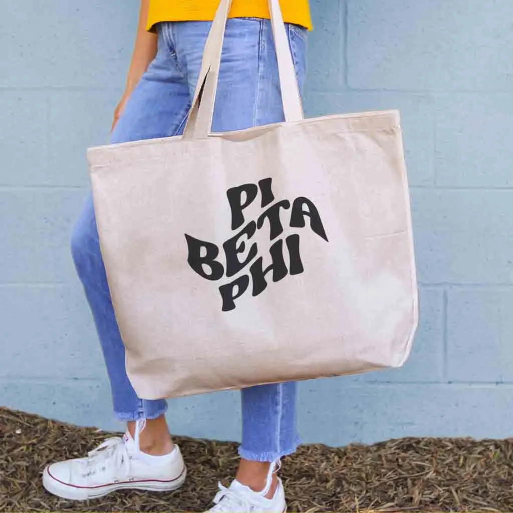 Retro Mod Sorority Name Canvas Tote Bag