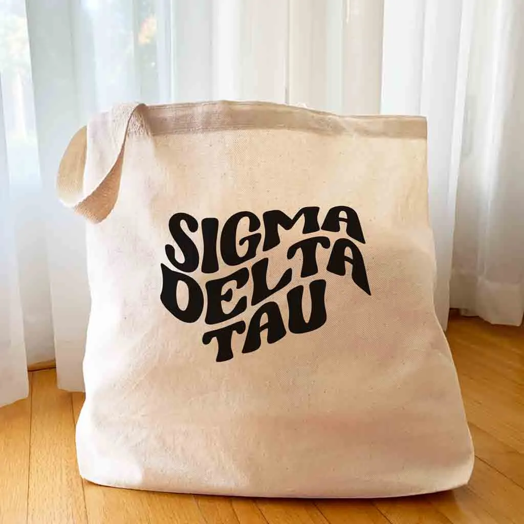 Retro Mod Sorority Name Canvas Tote Bag