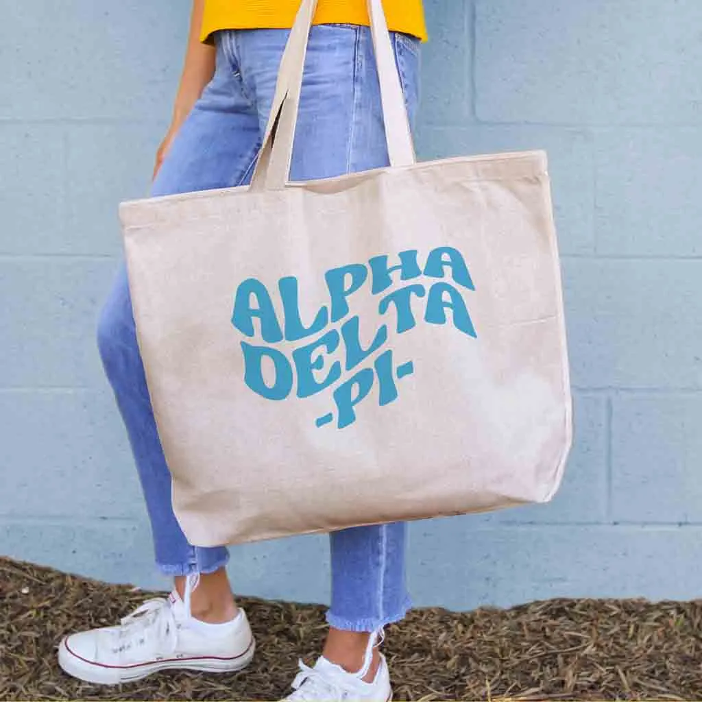 Retro Mod Sorority Name Canvas Tote Bag