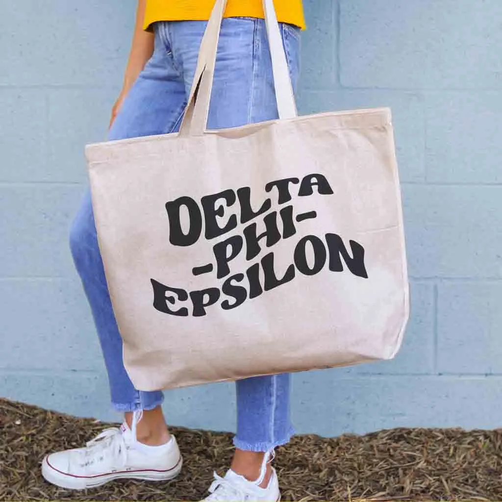 Retro Mod Sorority Name Canvas Tote Bag
