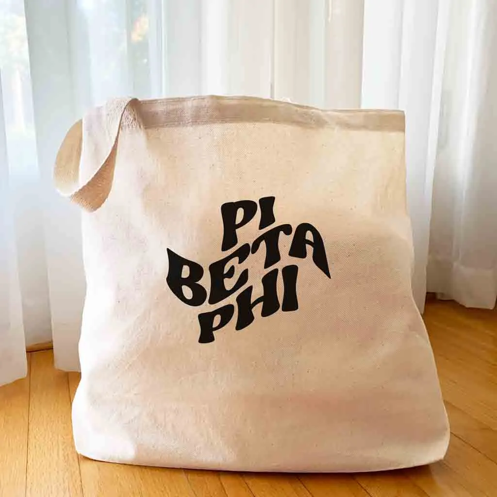 Retro Mod Sorority Name Canvas Tote Bag