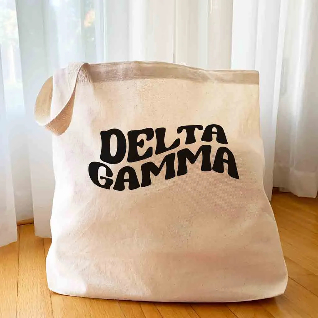 Retro Mod Sorority Name Canvas Tote Bag