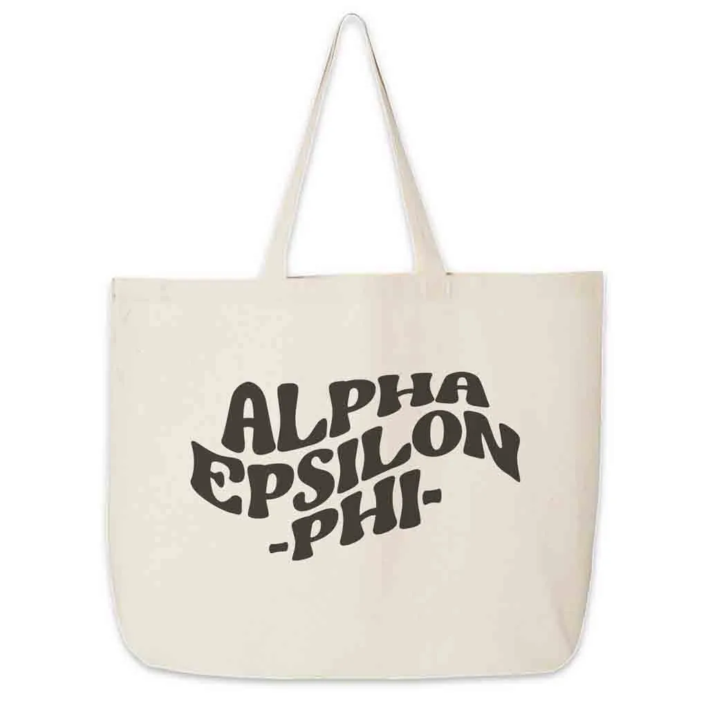 Retro Mod Sorority Name Canvas Tote Bag