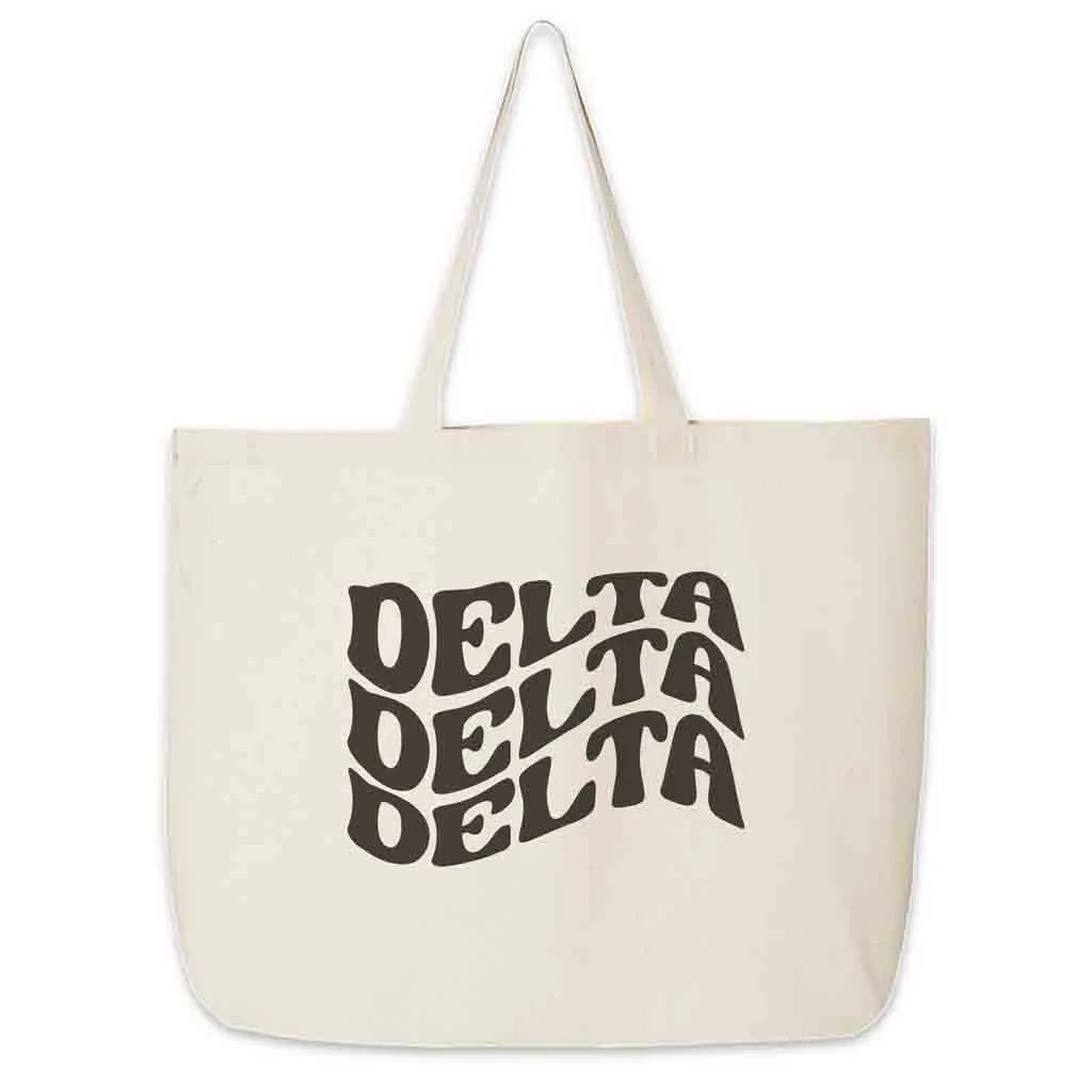 Retro Mod Sorority Name Canvas Tote Bag