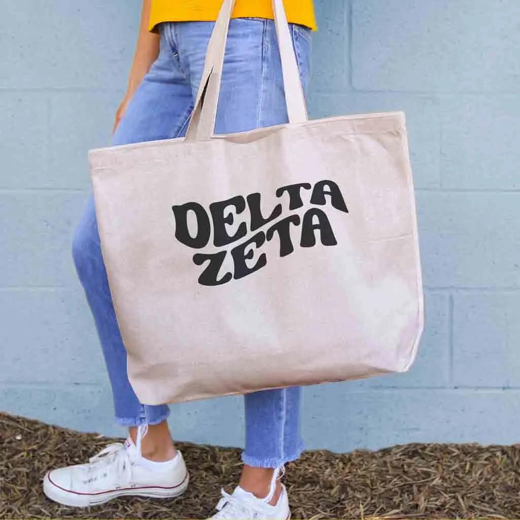 Retro Mod Sorority Name Canvas Tote Bag