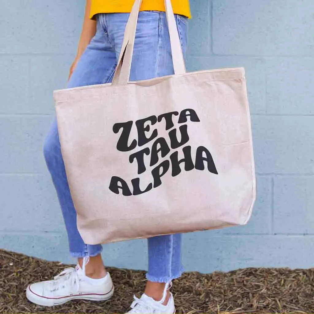 Retro Mod Sorority Name Canvas Tote Bag