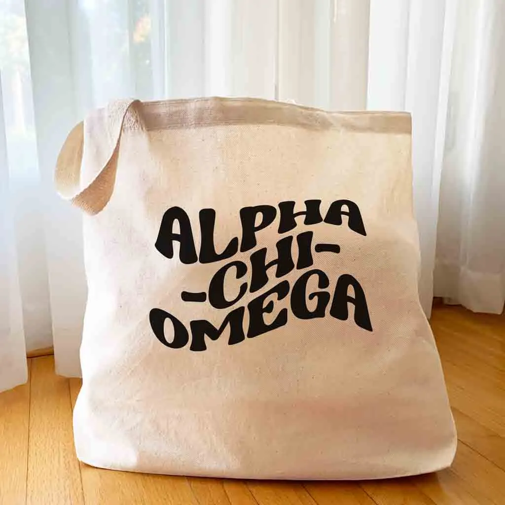 Retro Mod Sorority Name Canvas Tote Bag