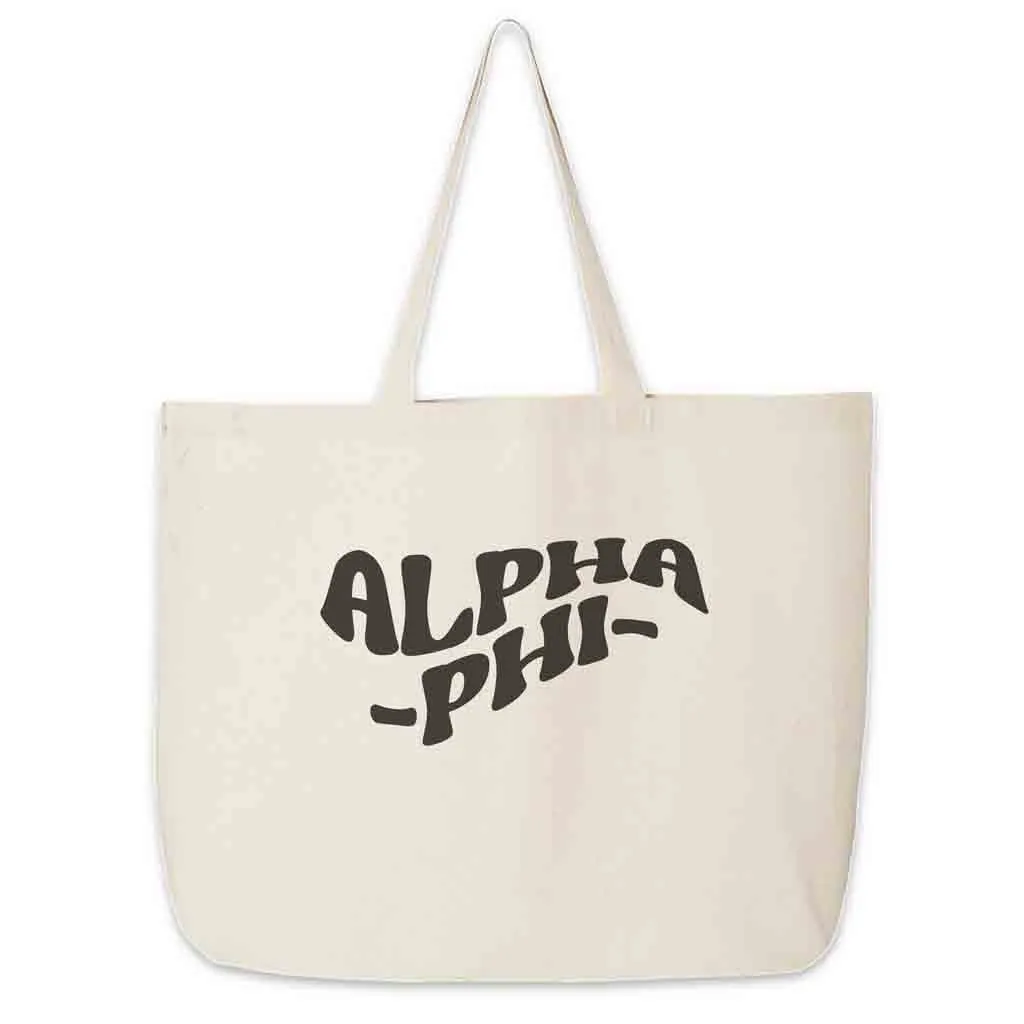 Retro Mod Sorority Name Canvas Tote Bag