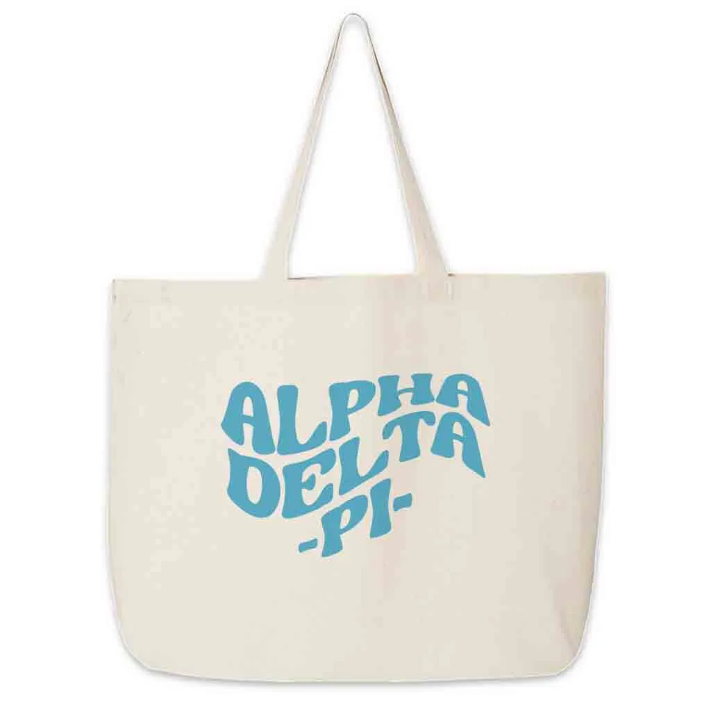 Retro Mod Sorority Name Canvas Tote Bag