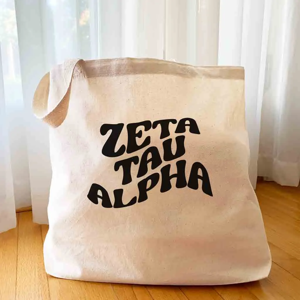 Retro Mod Sorority Name Canvas Tote Bag