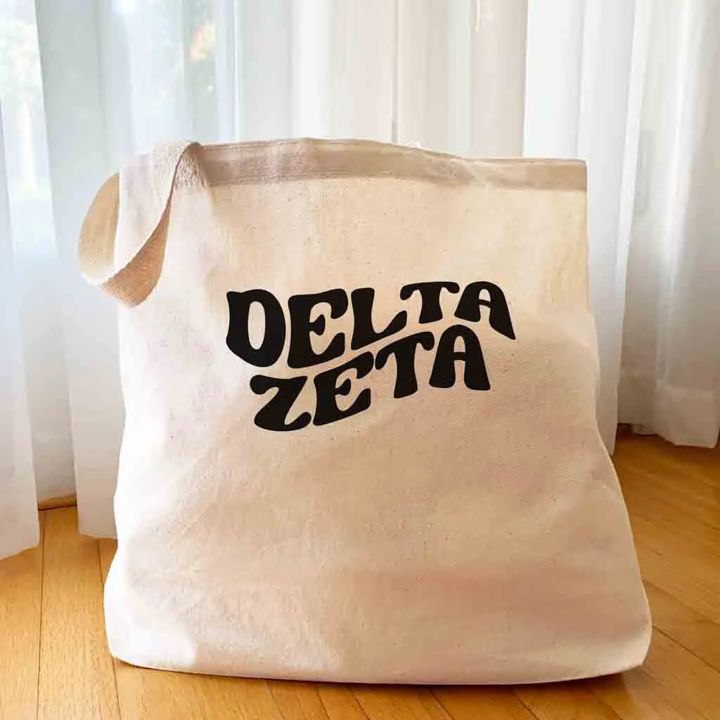 Retro Mod Sorority Name Canvas Tote Bag