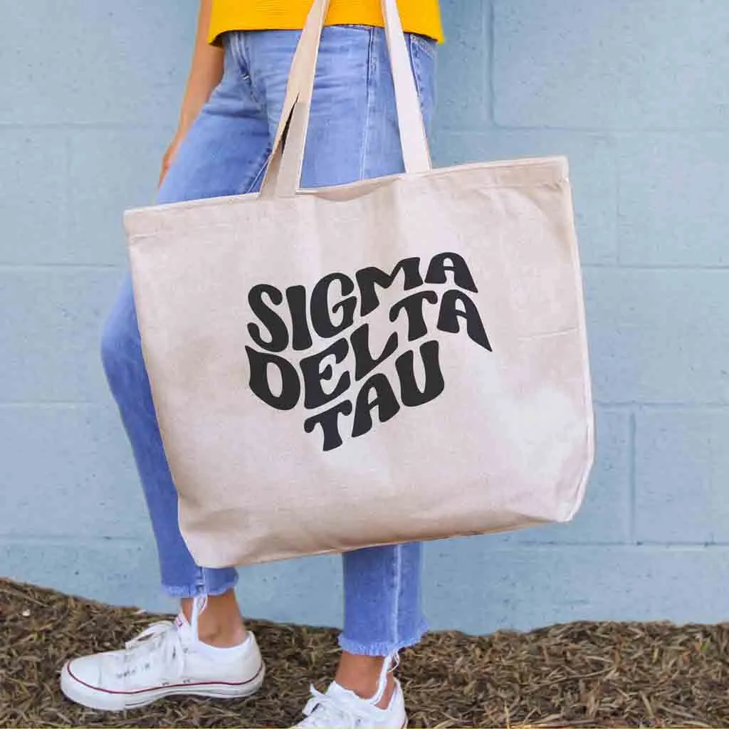 Retro Mod Sorority Name Canvas Tote Bag