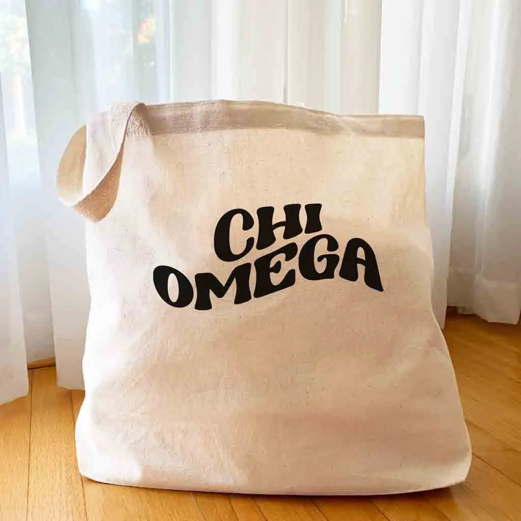Retro Mod Sorority Name Canvas Tote Bag