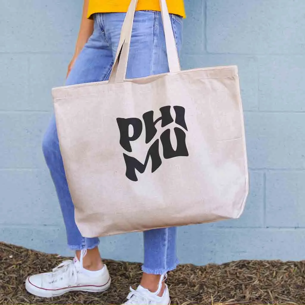Retro Mod Sorority Name Canvas Tote Bag