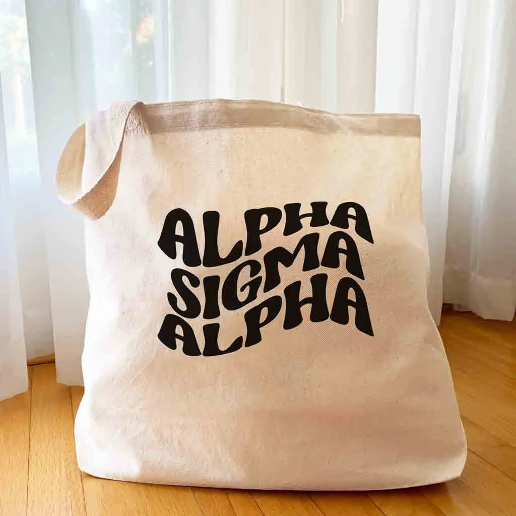 Retro Mod Sorority Name Canvas Tote Bag