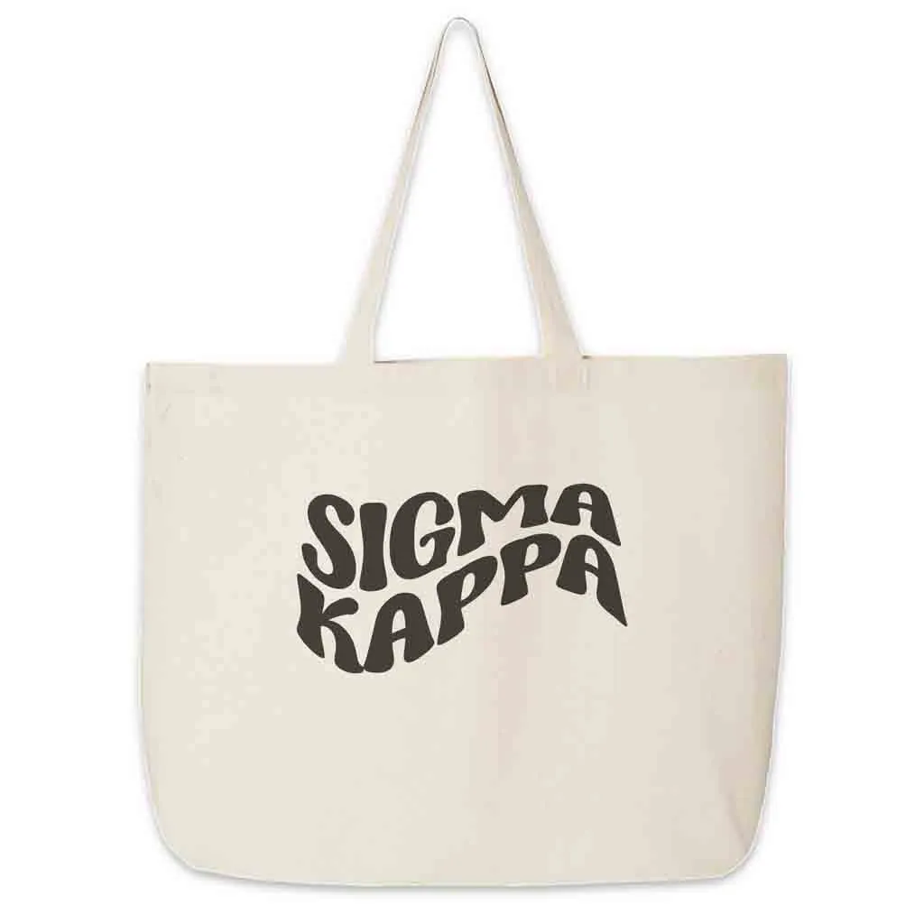 Retro Mod Sorority Name Canvas Tote Bag