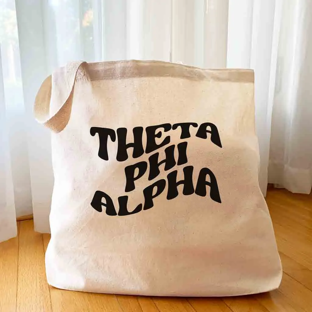 Retro Mod Sorority Name Canvas Tote Bag
