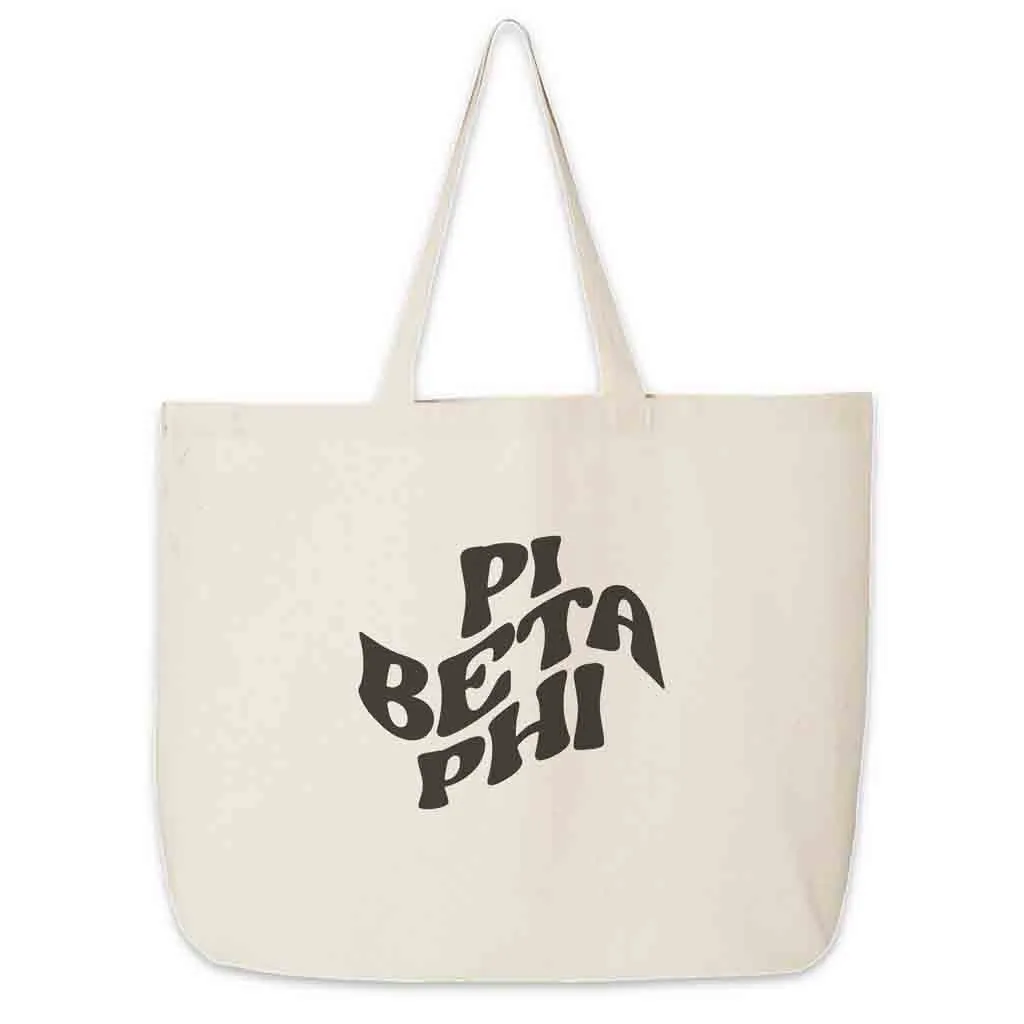 Retro Mod Sorority Name Canvas Tote Bag