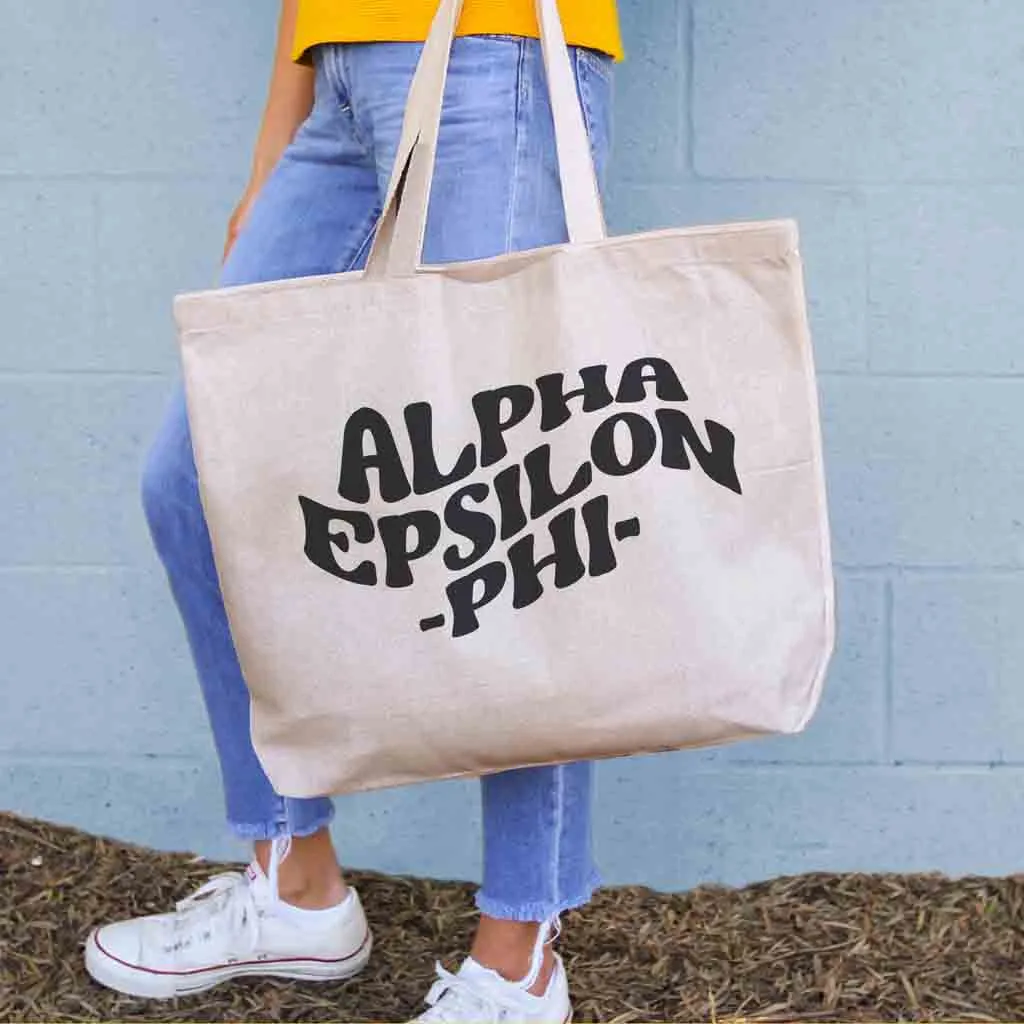 Retro Mod Sorority Name Canvas Tote Bag
