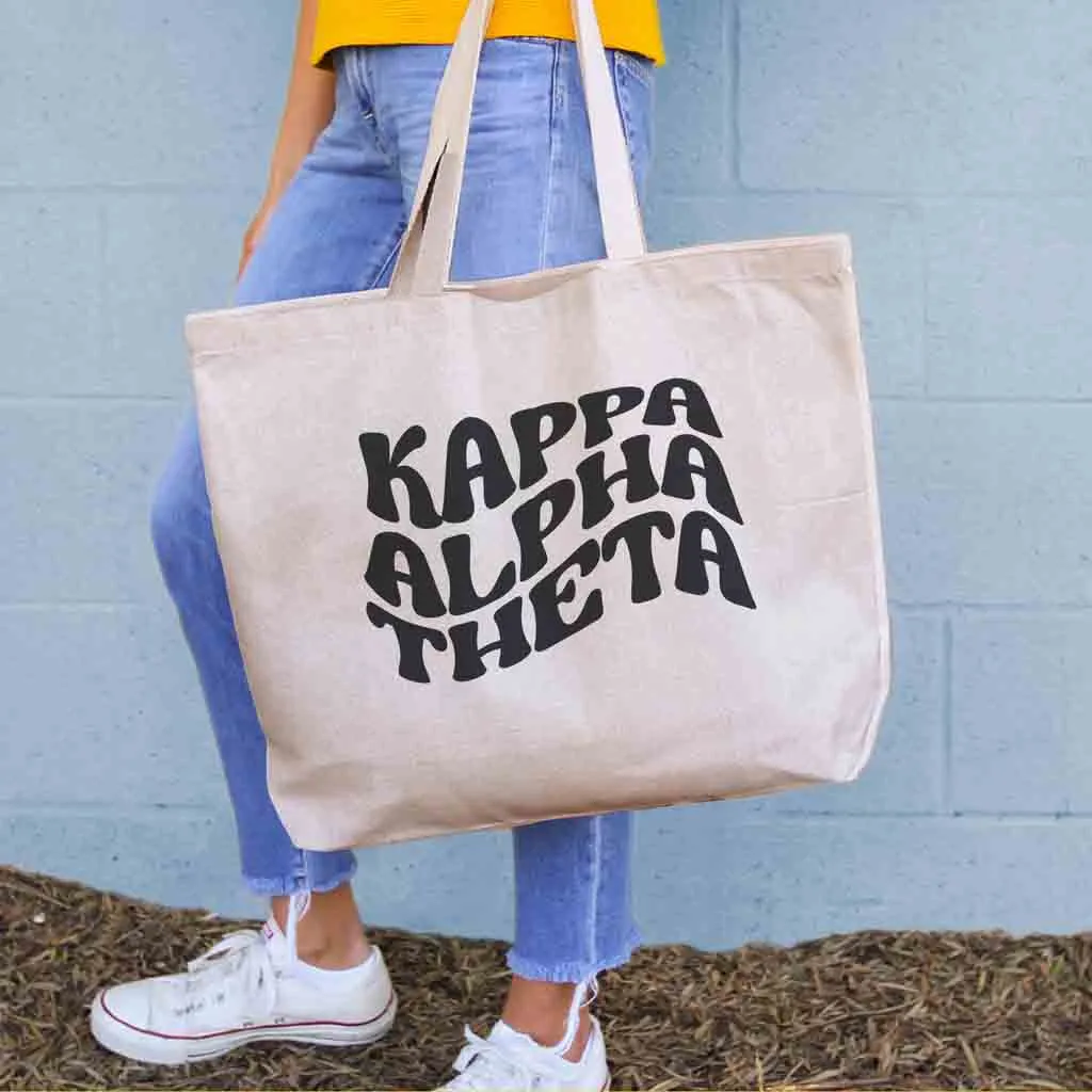 Retro Mod Sorority Name Canvas Tote Bag