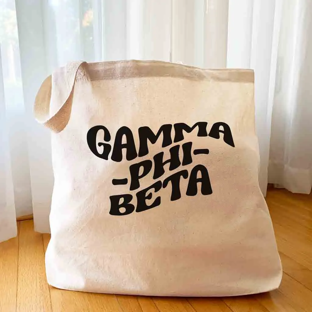 Retro Mod Sorority Name Canvas Tote Bag