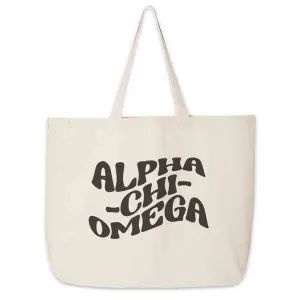 Retro Mod Sorority Name Canvas Tote Bag