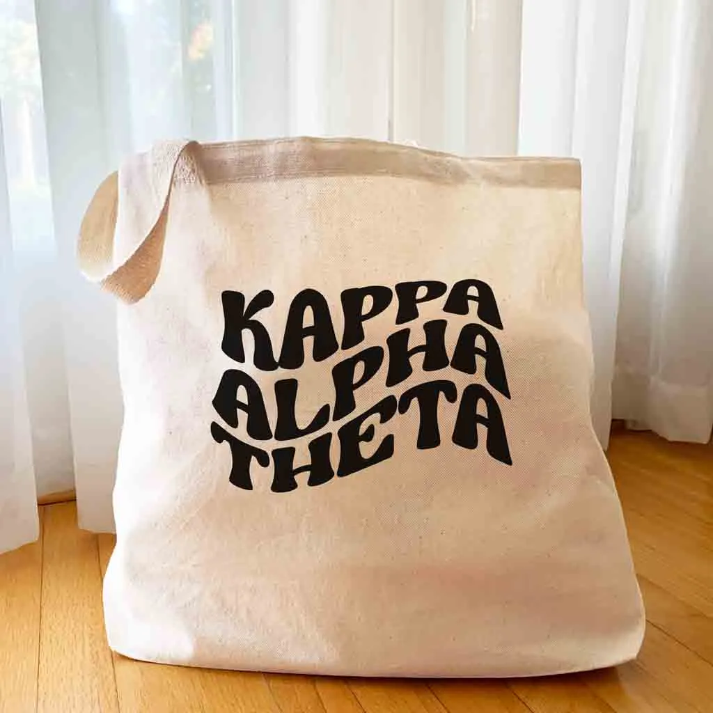 Retro Mod Sorority Name Canvas Tote Bag